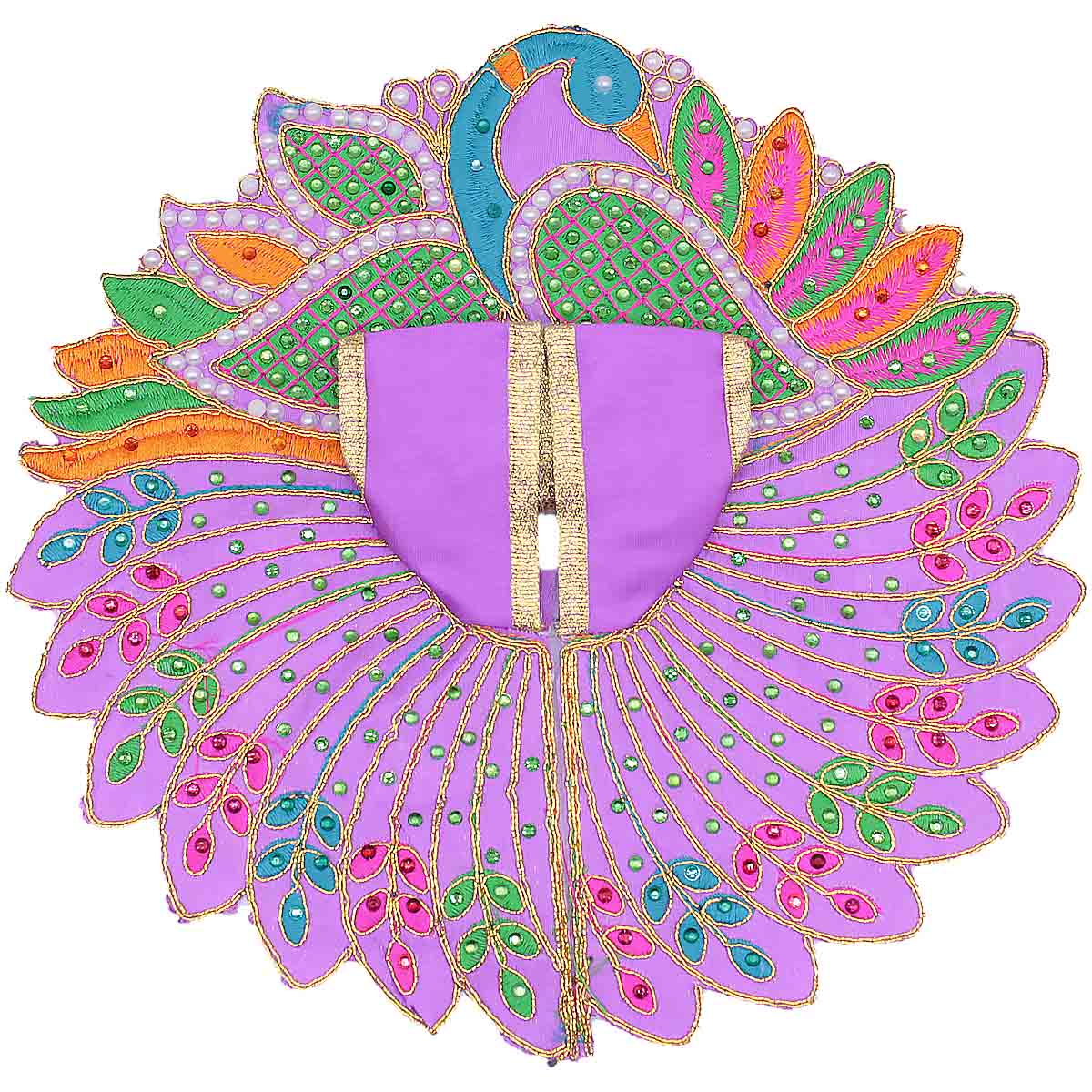 Moti Decorated Peacock Design Purple Dress For Laddu Gopal
