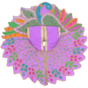 Moti Decorated Peacock Design Purple Dress For Laddu Gopal