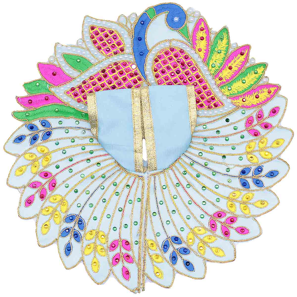 Moti Decorated Peacock Design Blue Dress For Laddu Gopal
