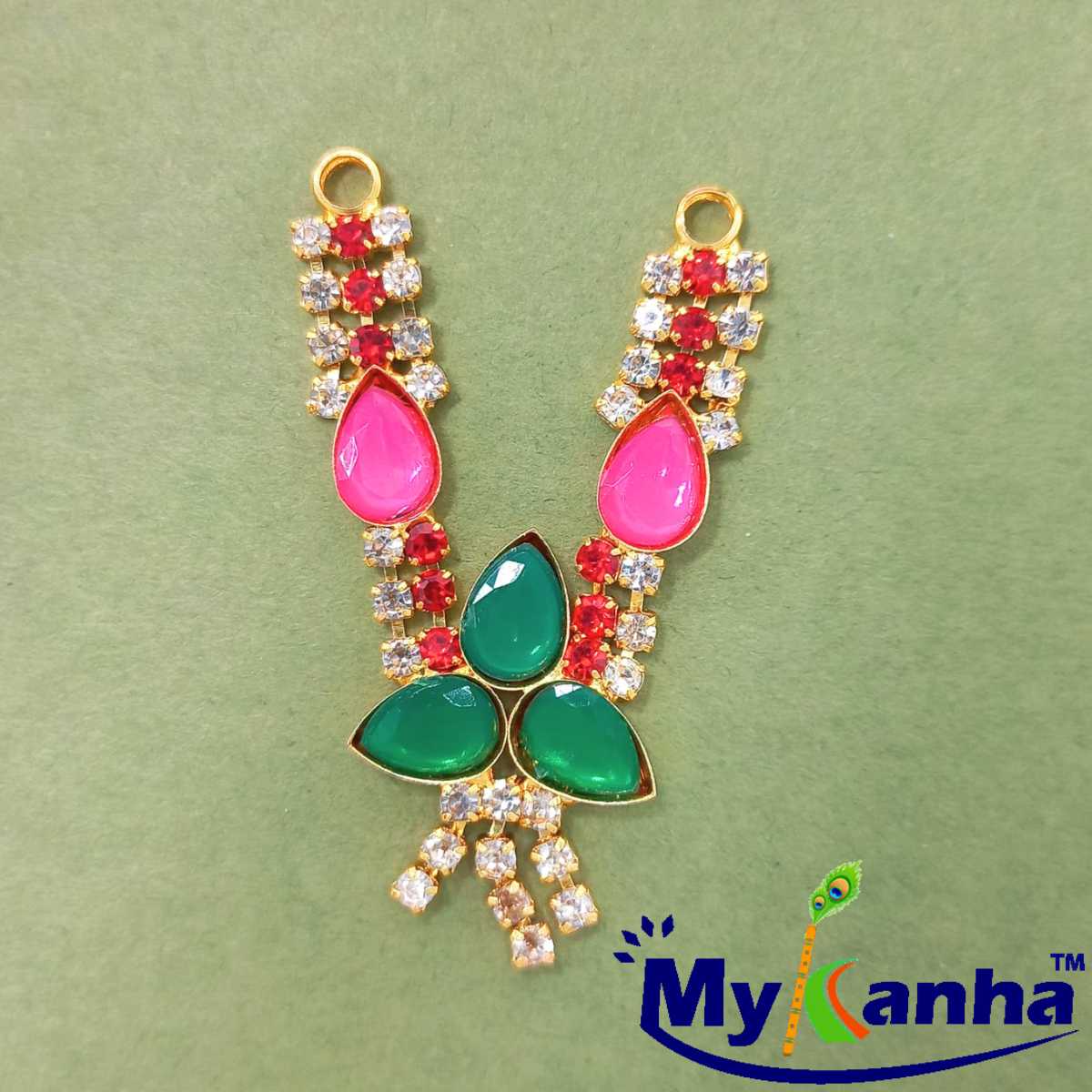 Green Stone decorated Mala/Haar for idols