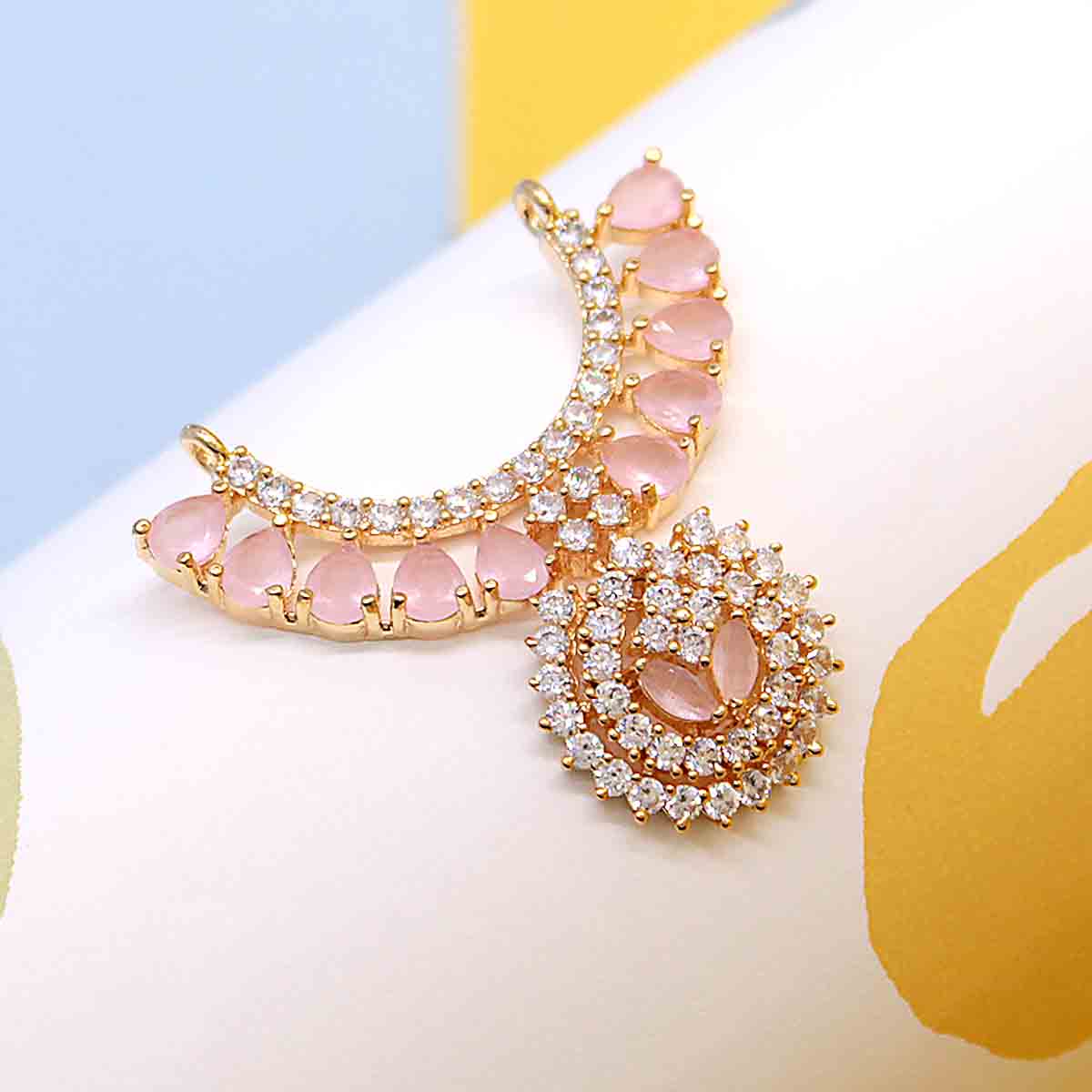 Heavy Baby Pink AD Stone Decorated Haar For Laddu Gopal Ji (Upto 6 number)