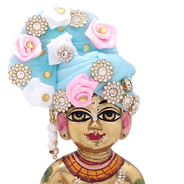 Diamond Stone Decorated Sky Blue Mukut For Laddu Gopal Ji