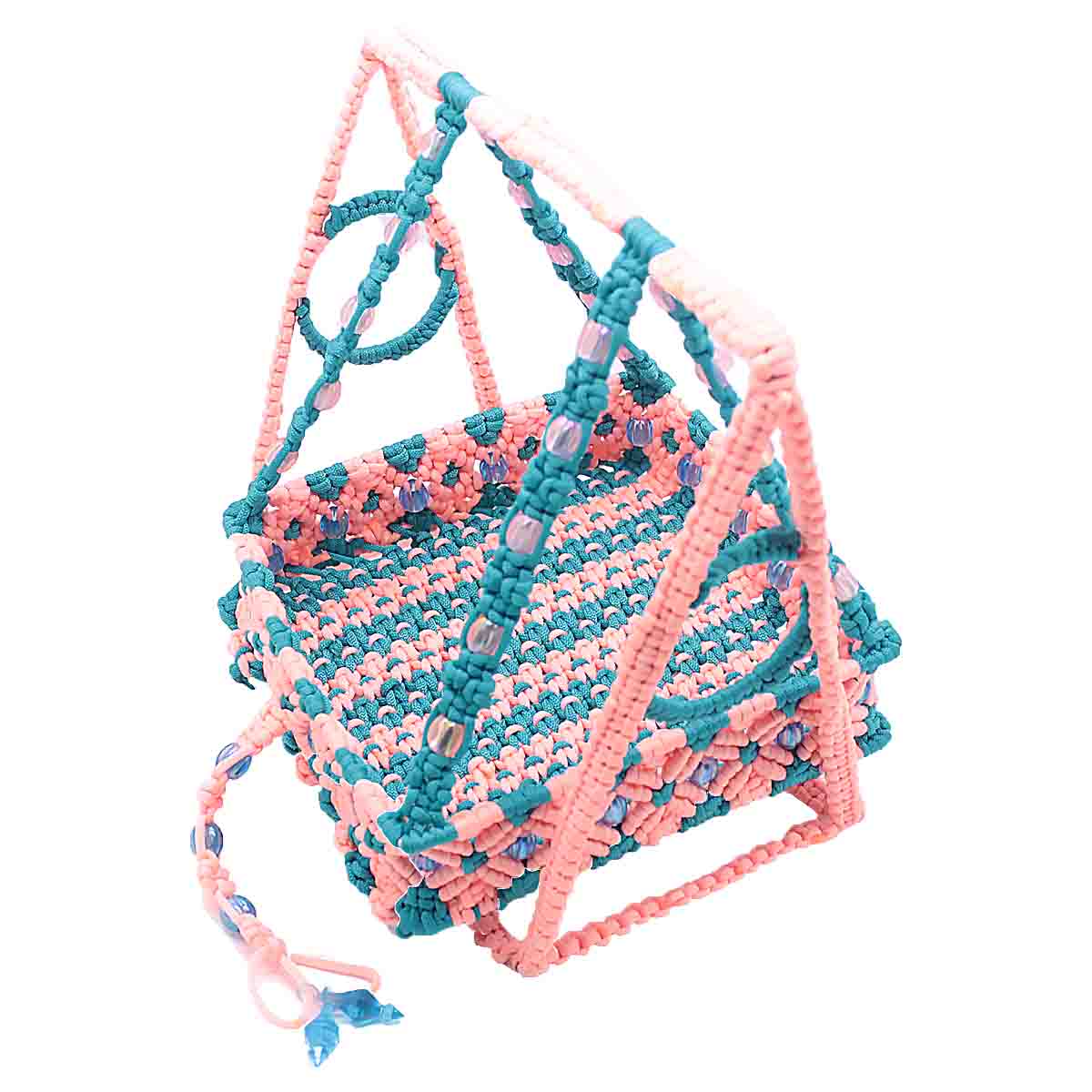 Pink And Sea Green Stone Decorated Handmade jhoola For Laddu Gopal ji