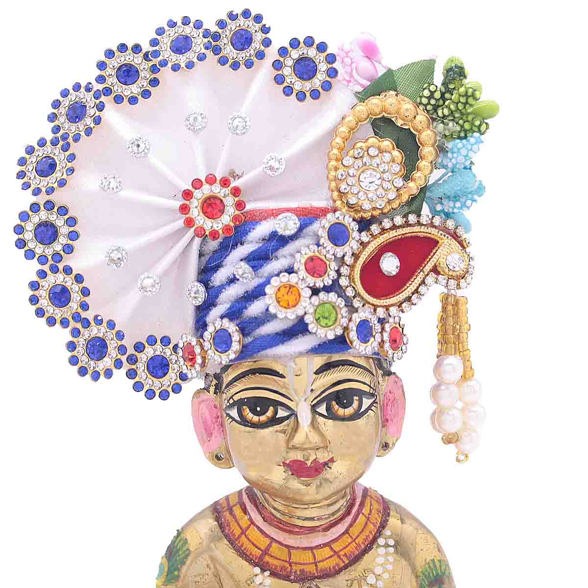 Multi Stone Decorated White Mukut For Laddu Gopal ji