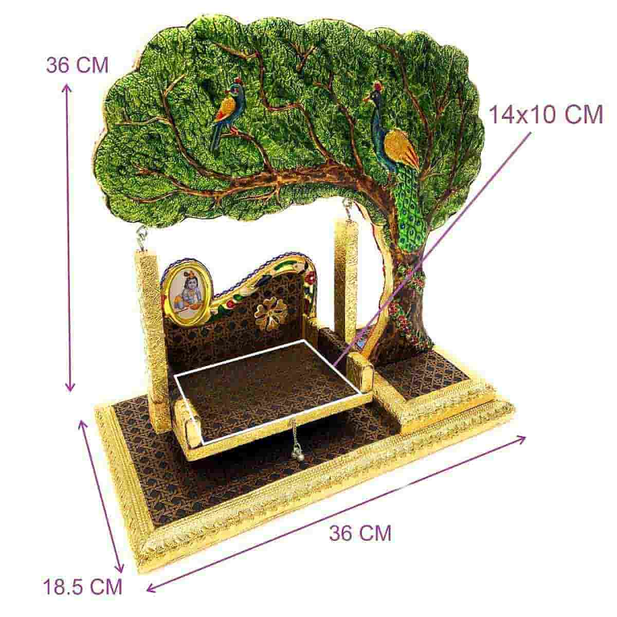 Wooden Meenakari Tree Style Jhula for Kanha Ji