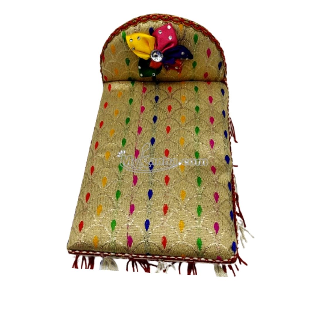 Kanha ji Wooden Soft Golden Bed With Flower Decorated