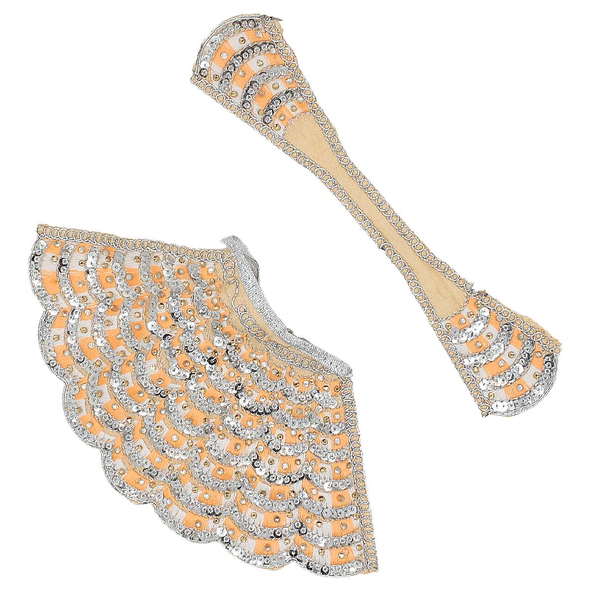 Silver border decorated orange lehenga patka for Mata Rani