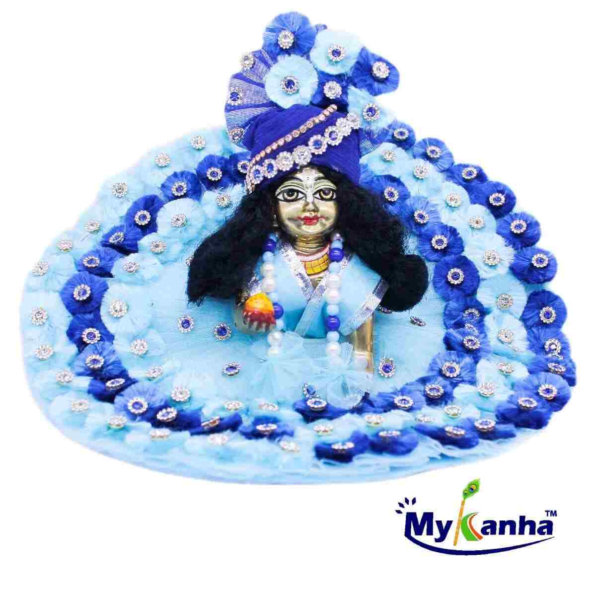 Blue designer dress for Laddu Gopal with pagdi
