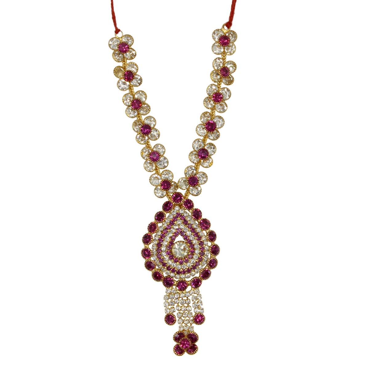 Stone Flower Decorated Pink Haar For Kanha Ji (6 Inches)