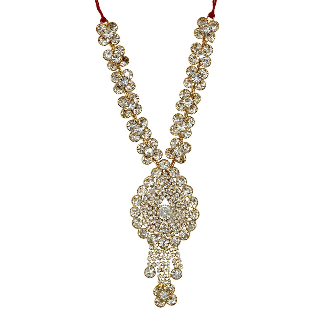 Stone Flower Decorated Sliver Haar For Kanha Ji (6 Inches)