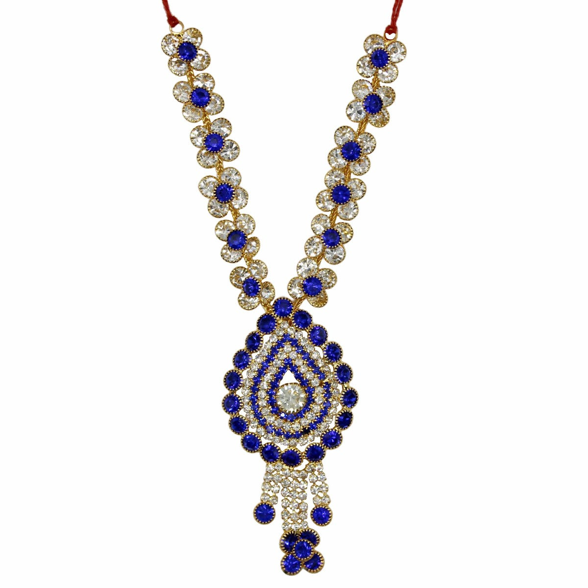 Stone Flower Decorated Blue Haar For Kanha Ji (6 Inches)