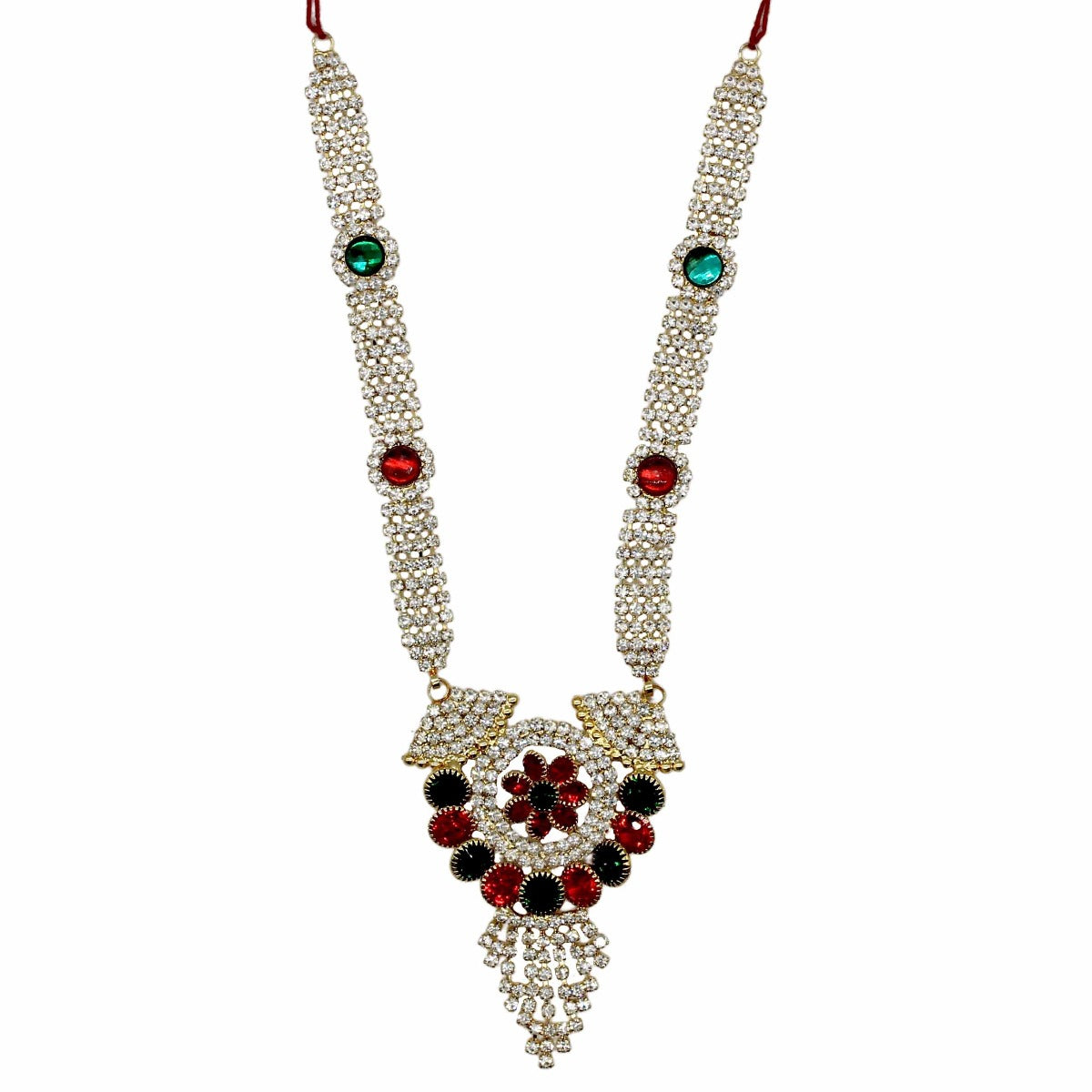 Heavy Stone Decorated Multicolor Haar For Idols (7 Inches)