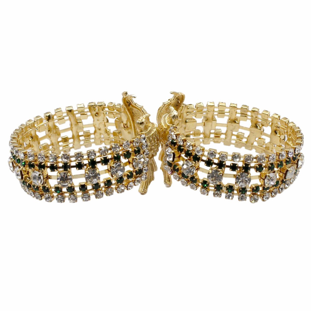 Parrot Decorated Designer Green Handcuffs For Kanha Ji