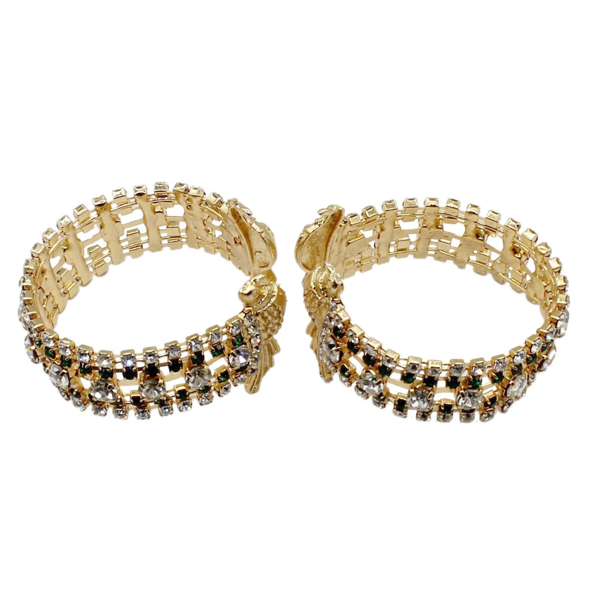 Parrot Decorated Designer Green Handcuffs For Kanha Ji