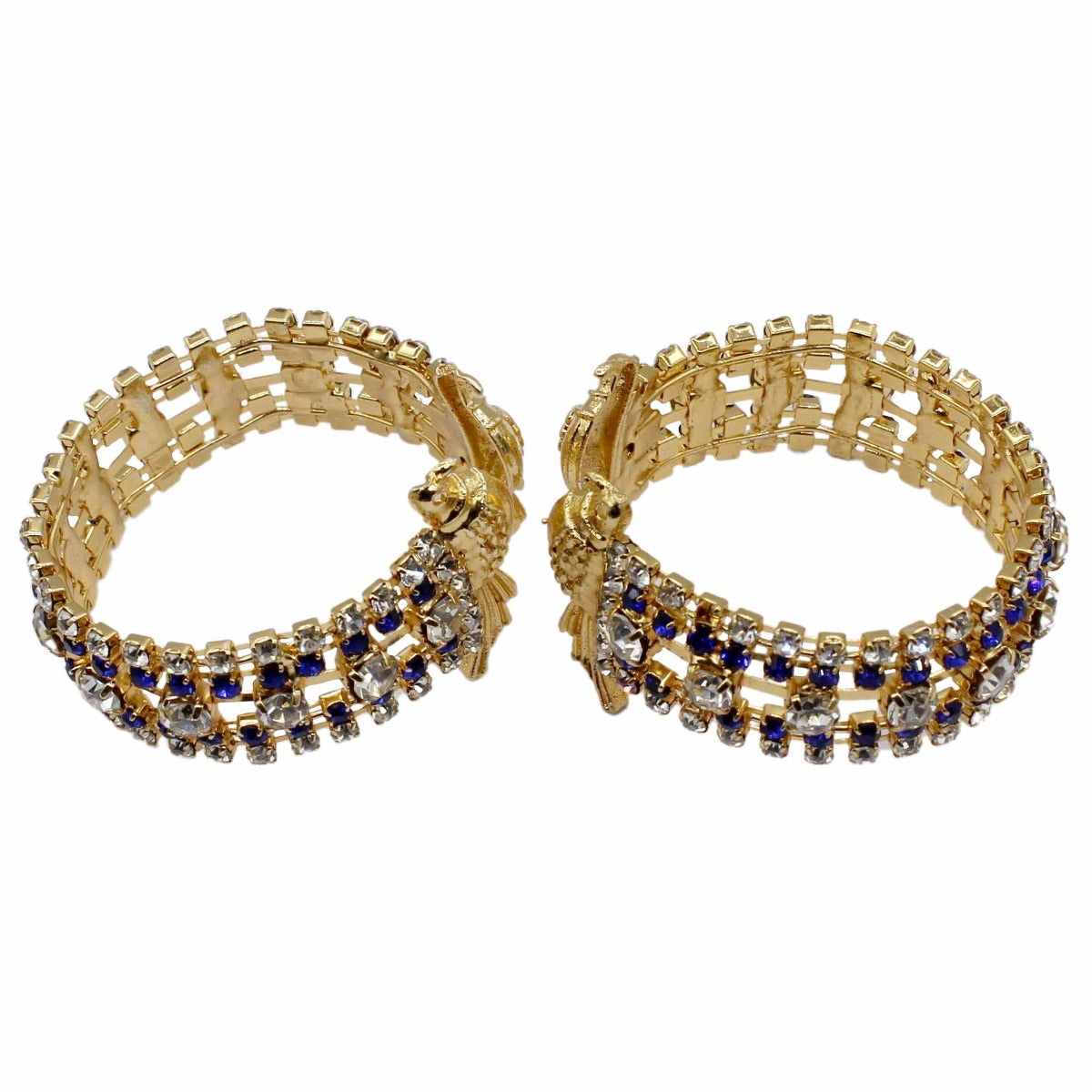 Parrot Decorated Designer Blue Handcuffs For Kanha Ji