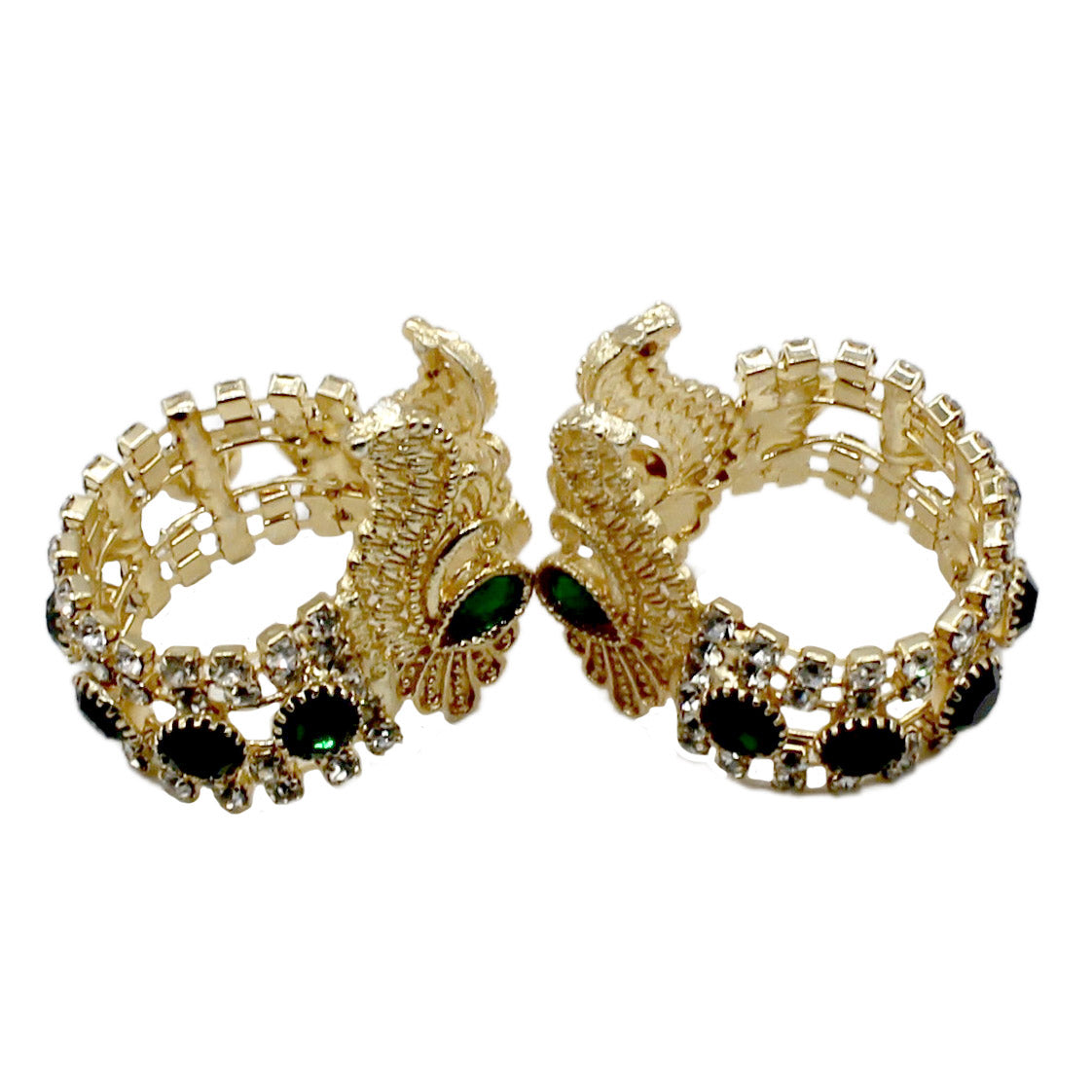 Beautiful Stone Decorated Green Handcuffs (Kangan) For Kanha Ji