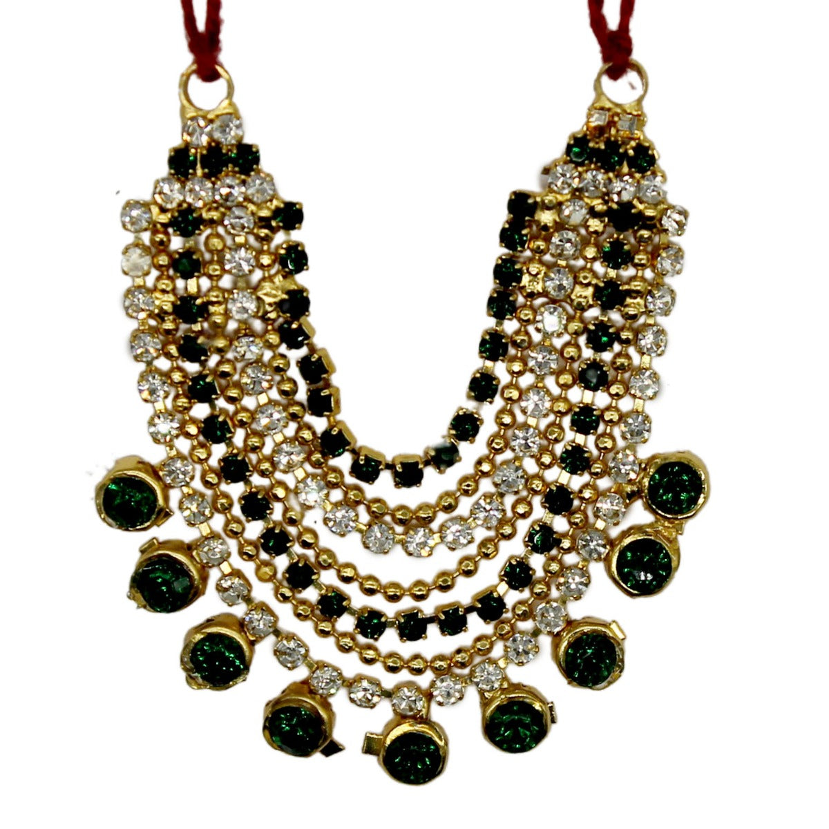 Heavy Green Designer Decorated Stone Haar ( 2 Inches )