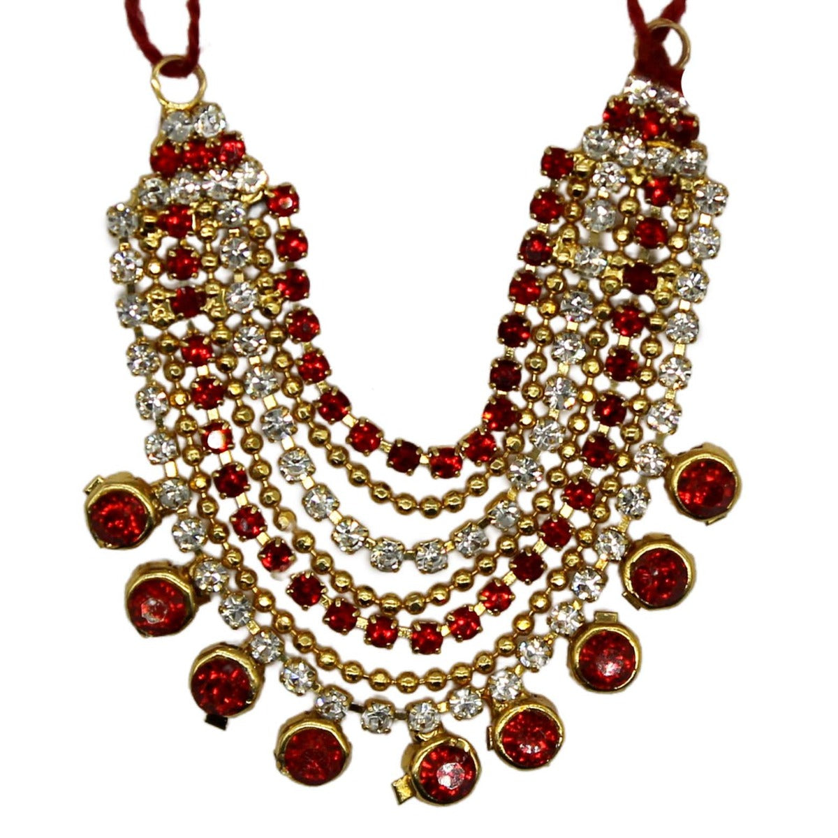 Heavy Red Designer Decorated Stone Haar ( 2 Inches )