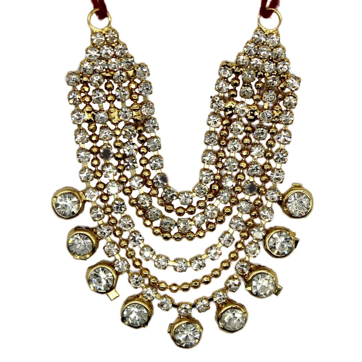 Heavy White Designer Decorated Stone Haar ( 2 Inches )