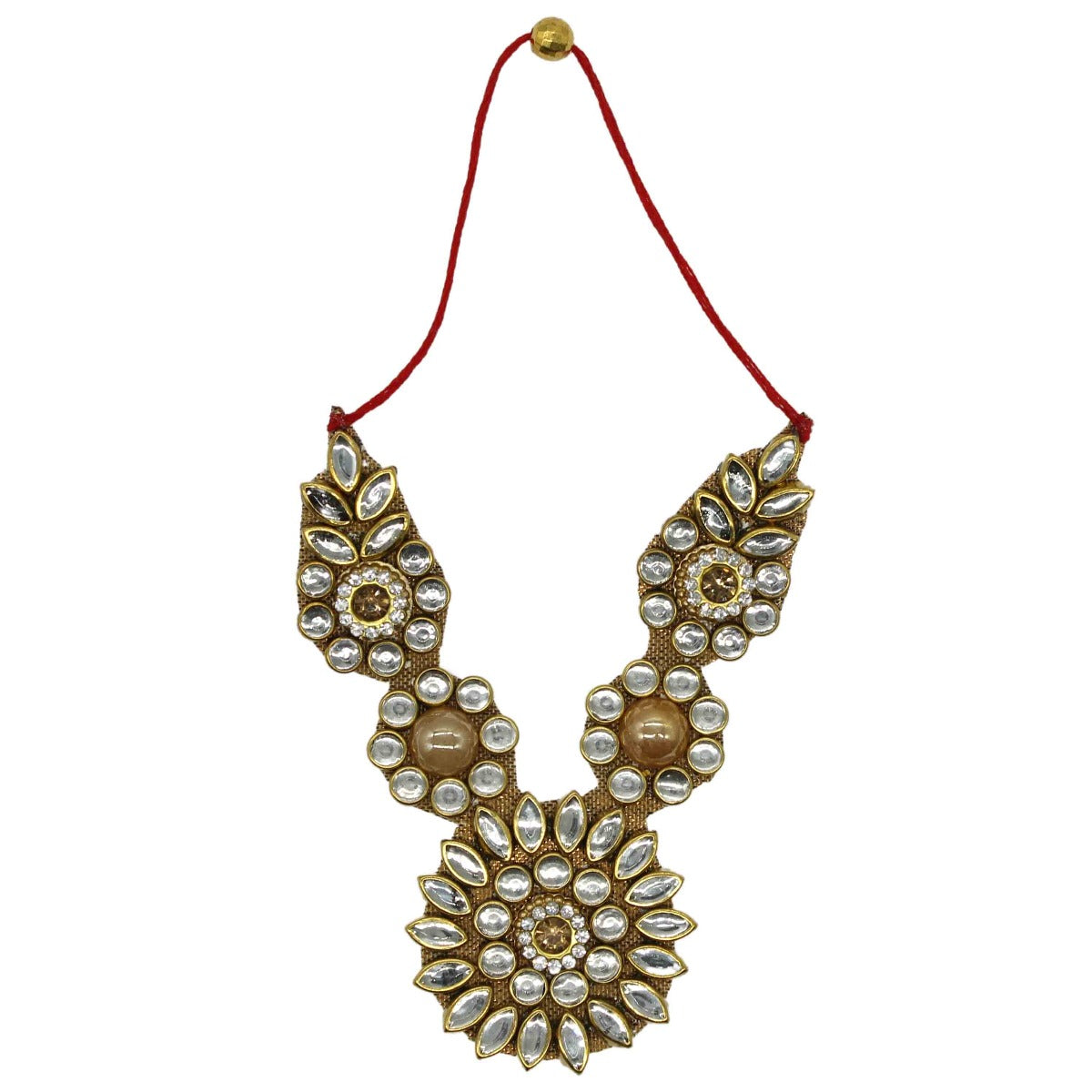 Stone & Moti Decorated Haar for Idols ( 4 Inches )