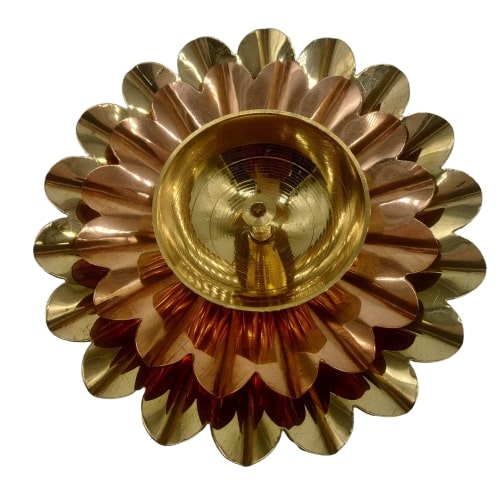 Sliver Lotus Brass diya For Pooja
