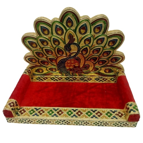 Pecacock feather patter Singhasan for laddu gopal