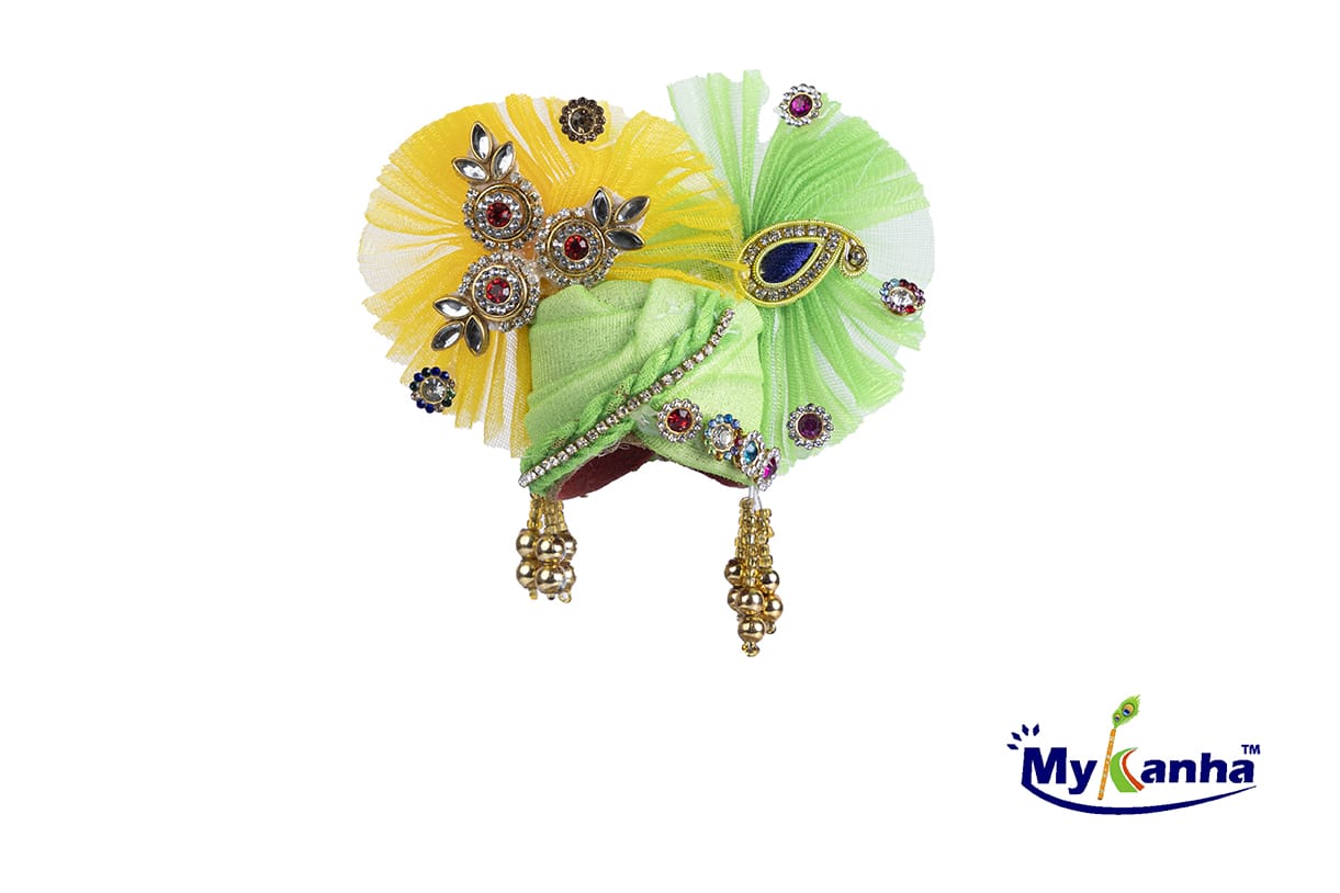 Green decorated pagdi for Idols