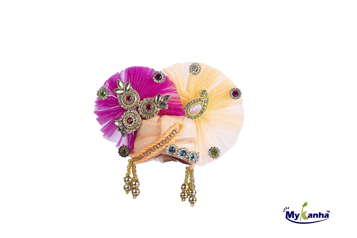 Orange Decorated pagdi for laddu gopal