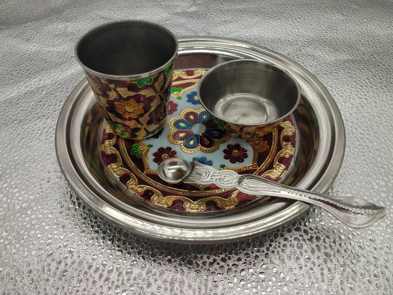 Hand Crafted Metal Bhojan Thaali Combo Set