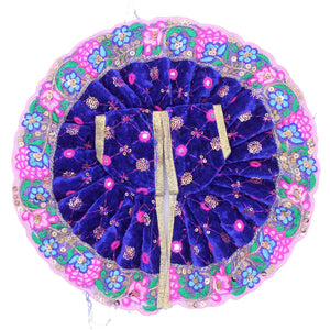 Flower border decorated velvet dress for kanha ji (Blue)