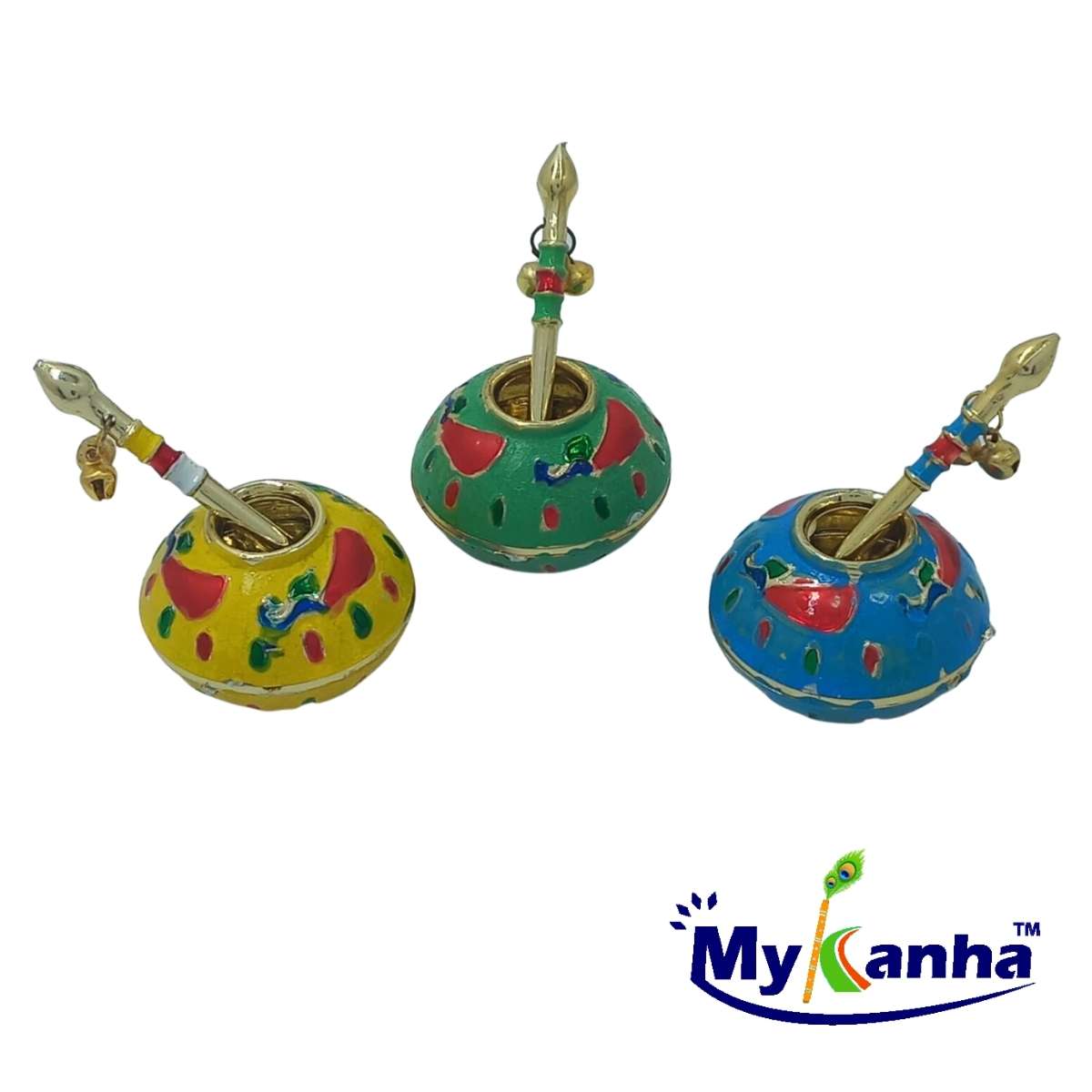 Decorative colorful makhan matki for Janmashtami