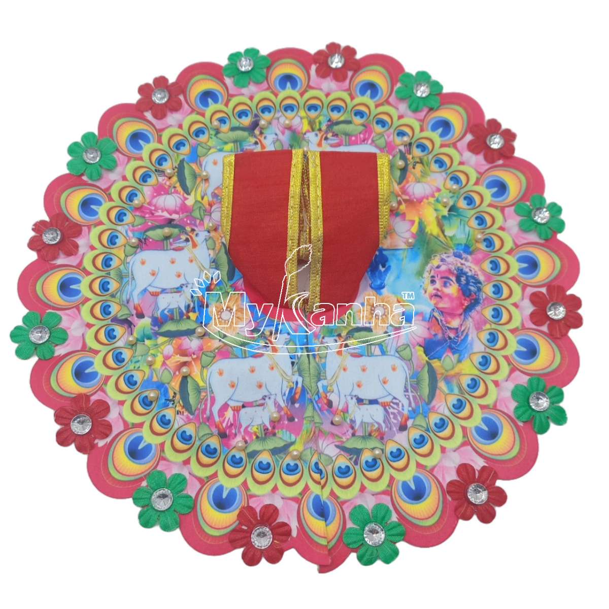 Cow and Calf digital printed dress for Laddu Gopal Ji