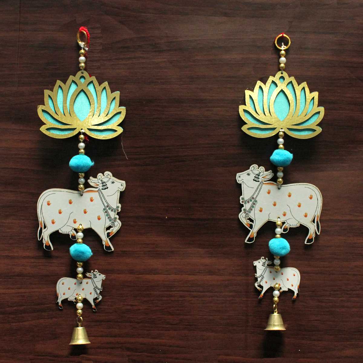 Lotus and cow decorated hangings for Festive Decoration