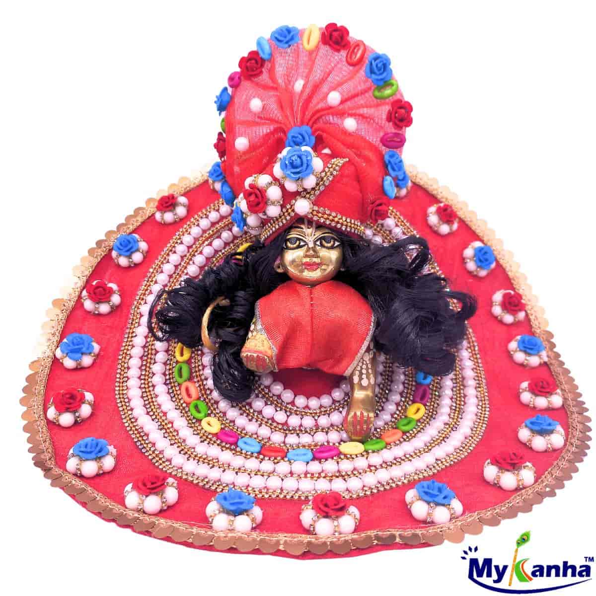 Beads Decorated Beautiful Red Dress for Laddu Gopal Ji