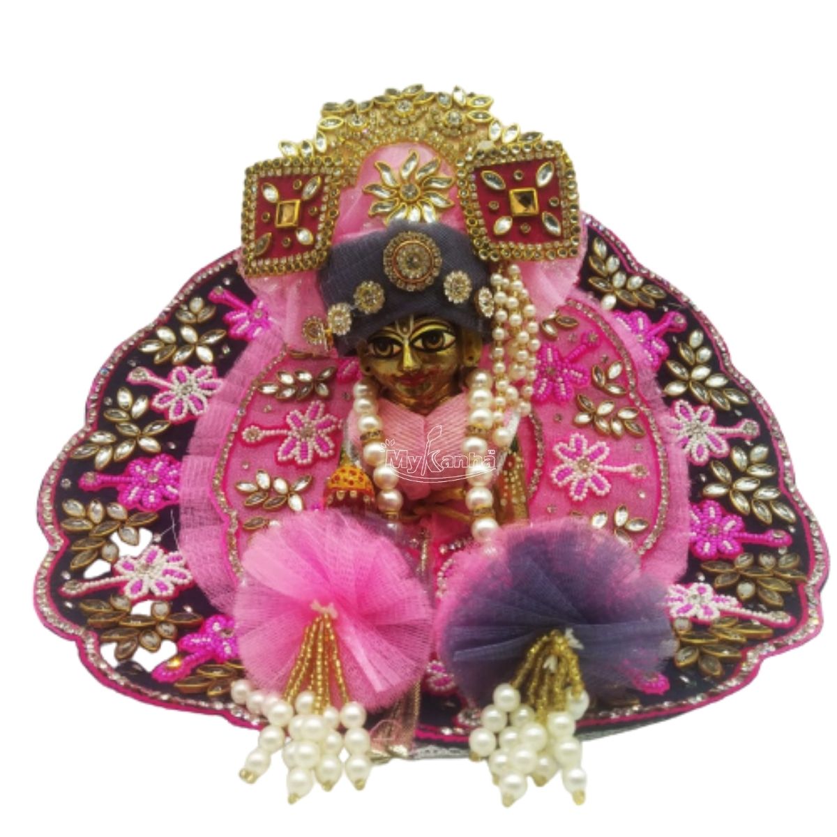 Heavy Decorated Pink Dress For Laddu Gopal Ji