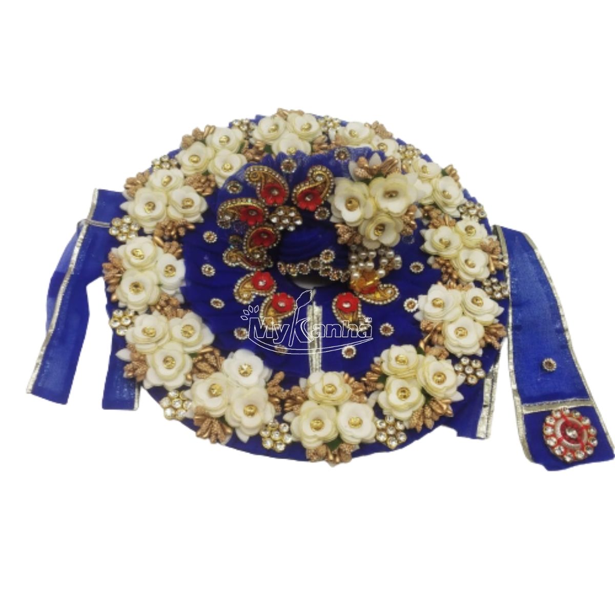 Flower Decorated Blue Dress with Pagdi For Laddu Gopal