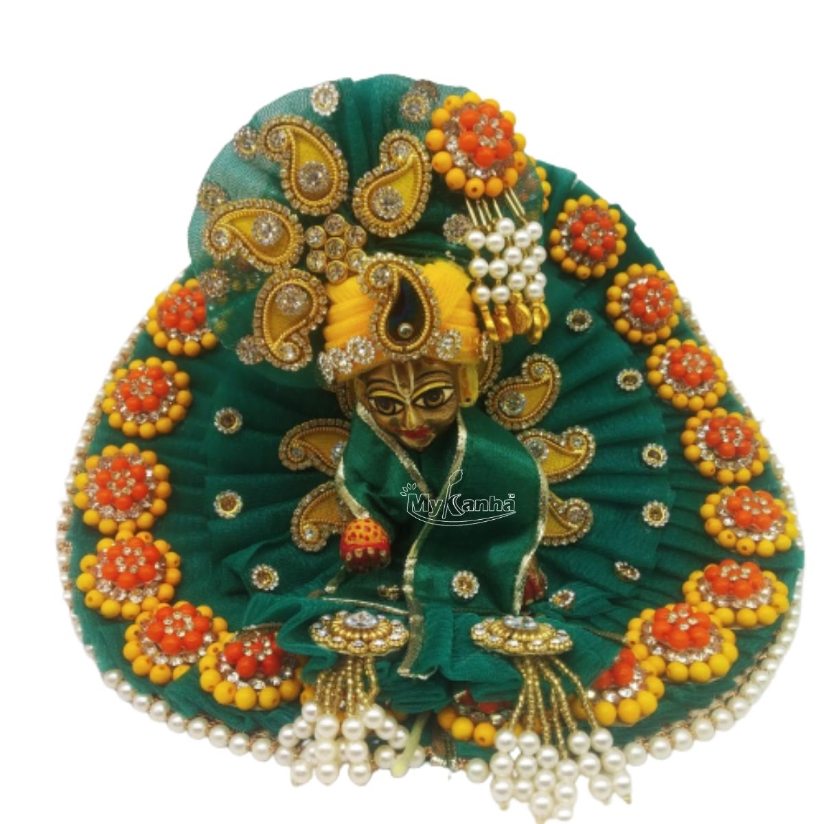 Beautiful Stone Decorated Green Dress For Laddu Gopal