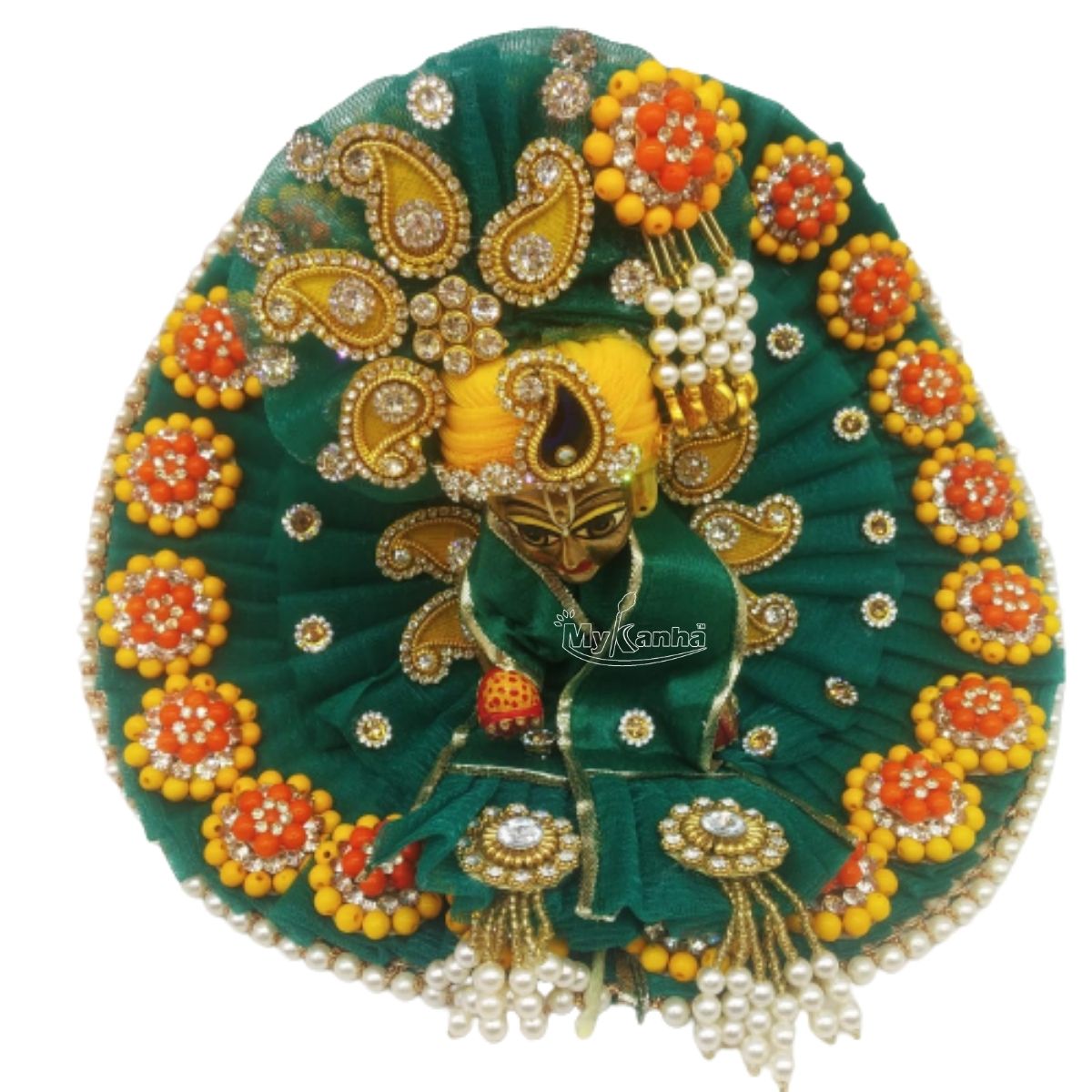 Beautiful Stone Decorated Green Dress For Laddu Gopal