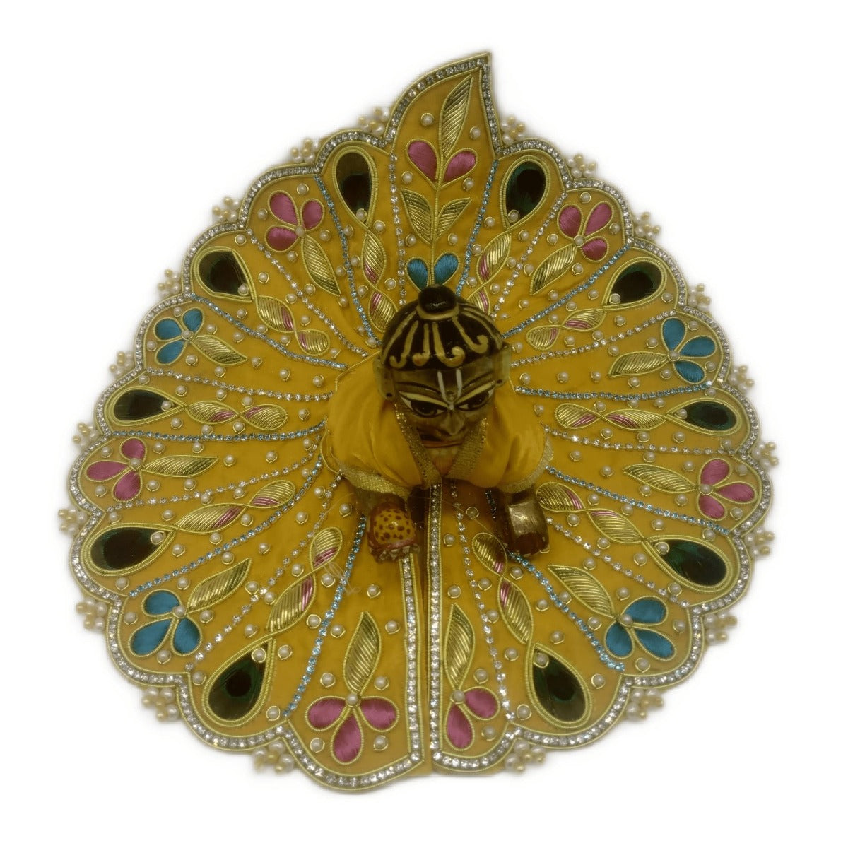 Heavy Stone Decorated Yellow Kanha Ji Dress