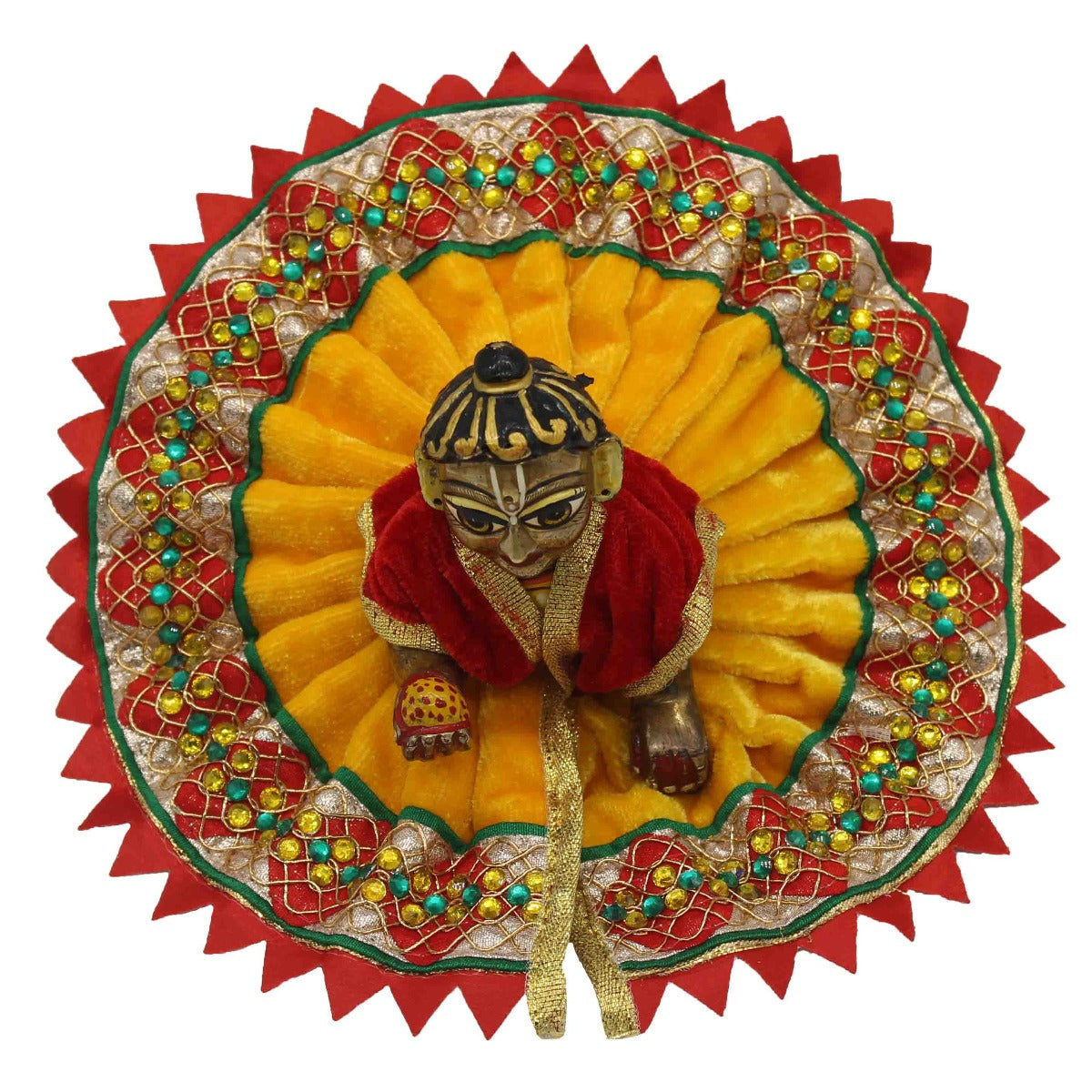 Beautiful Star Shape Yellow Valvet Dress For Laddu Gopal
