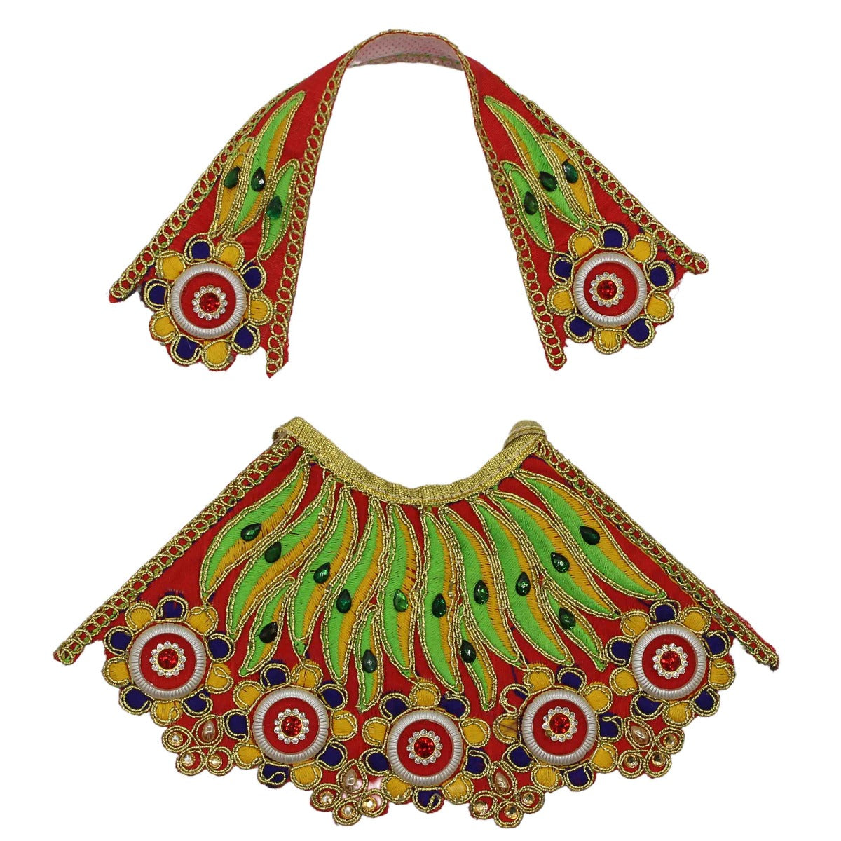 Beautiful Stone Printed Red Dress For Mata Rani