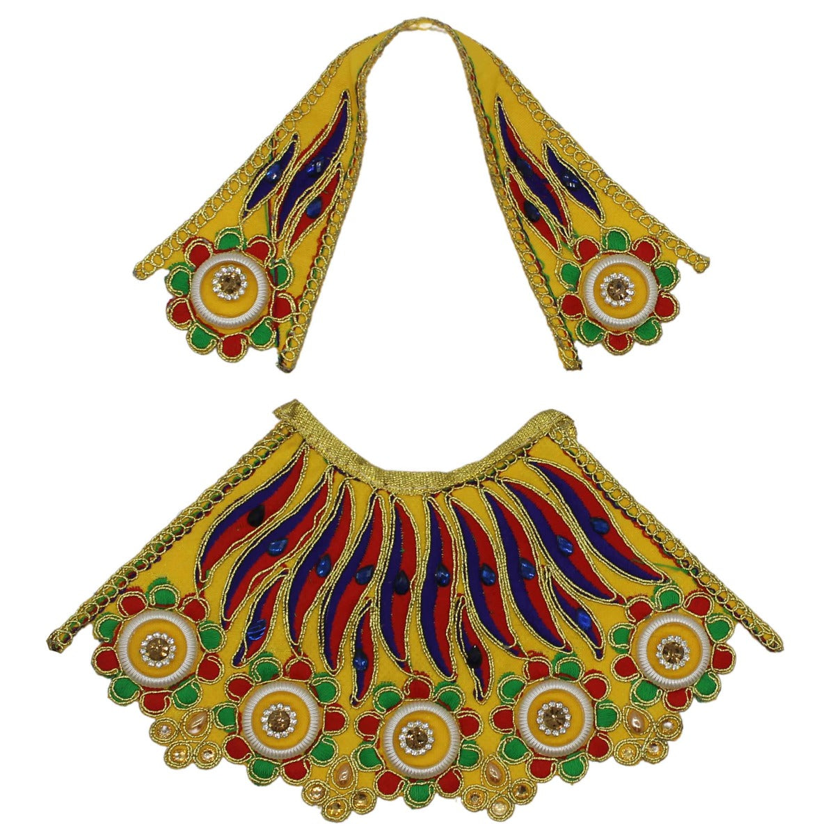 Beautiful Stone Printed Yellow Dress For Mata Rani