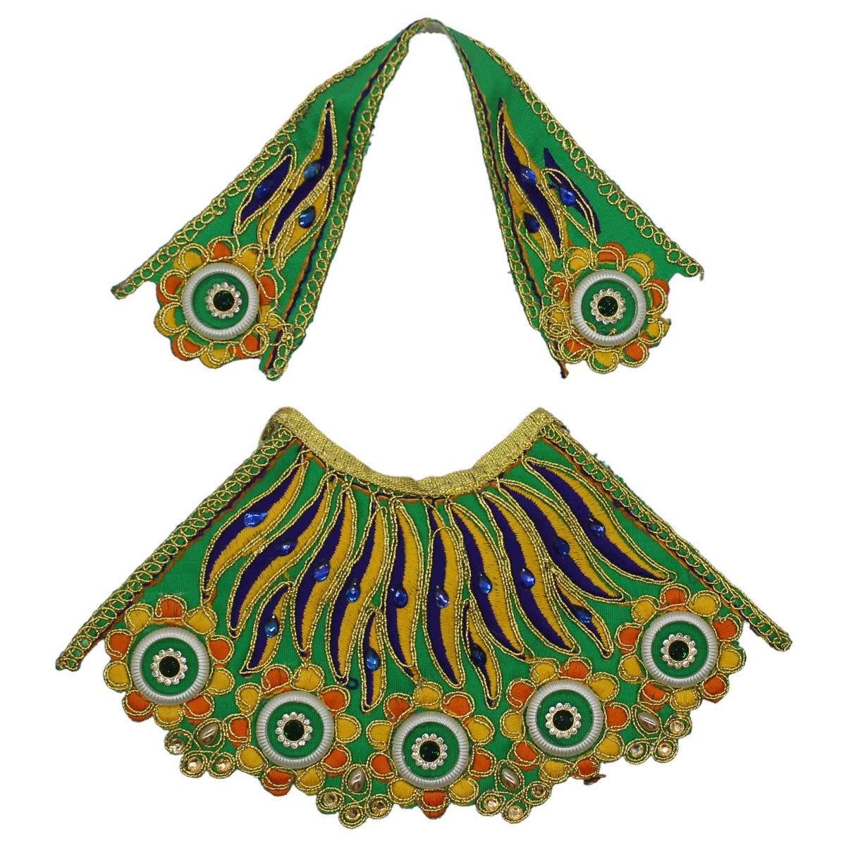 Beautiful Stone Printed Green Dress For Mata Rani