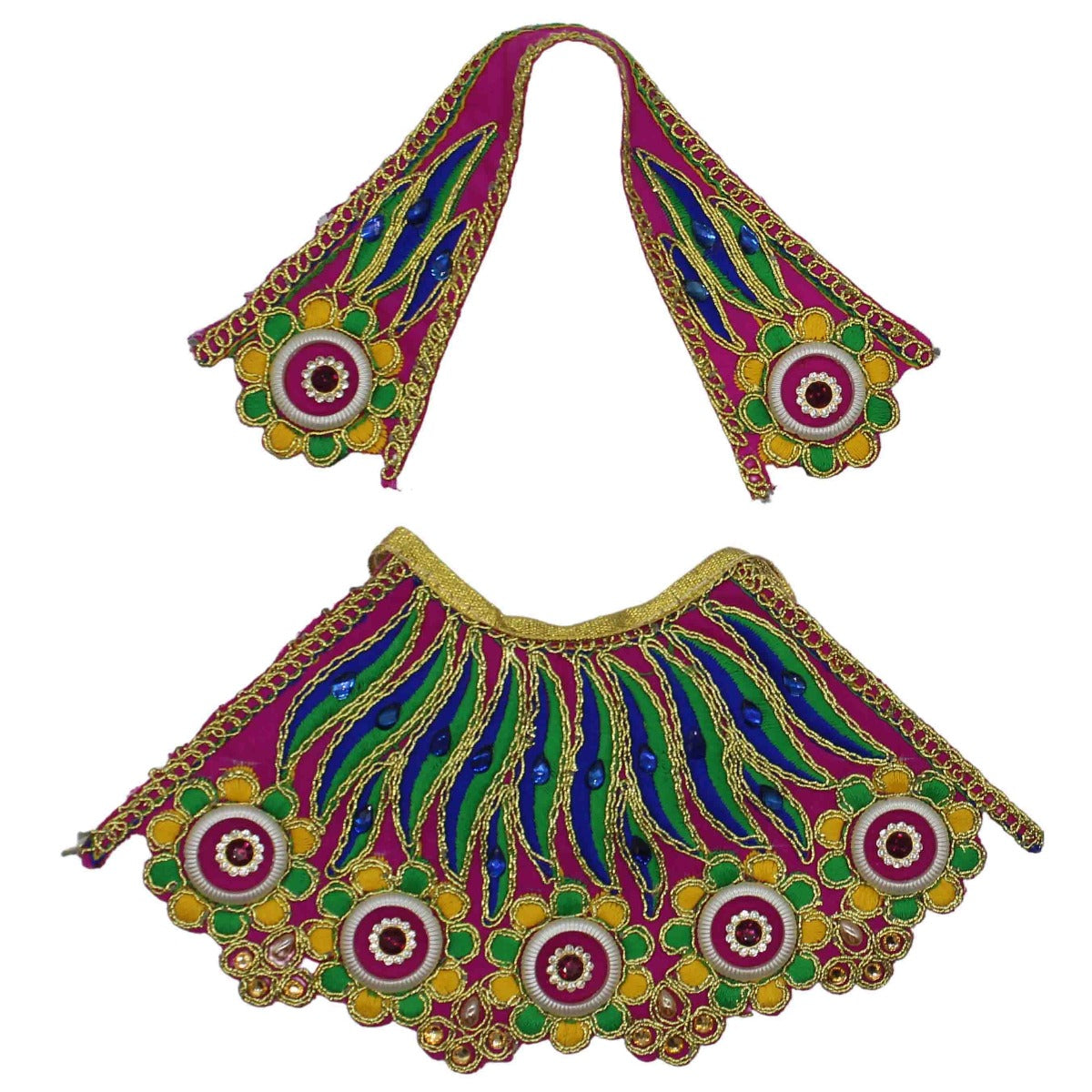 Beautiful Stone Printed Pink Dress For Mata Rani