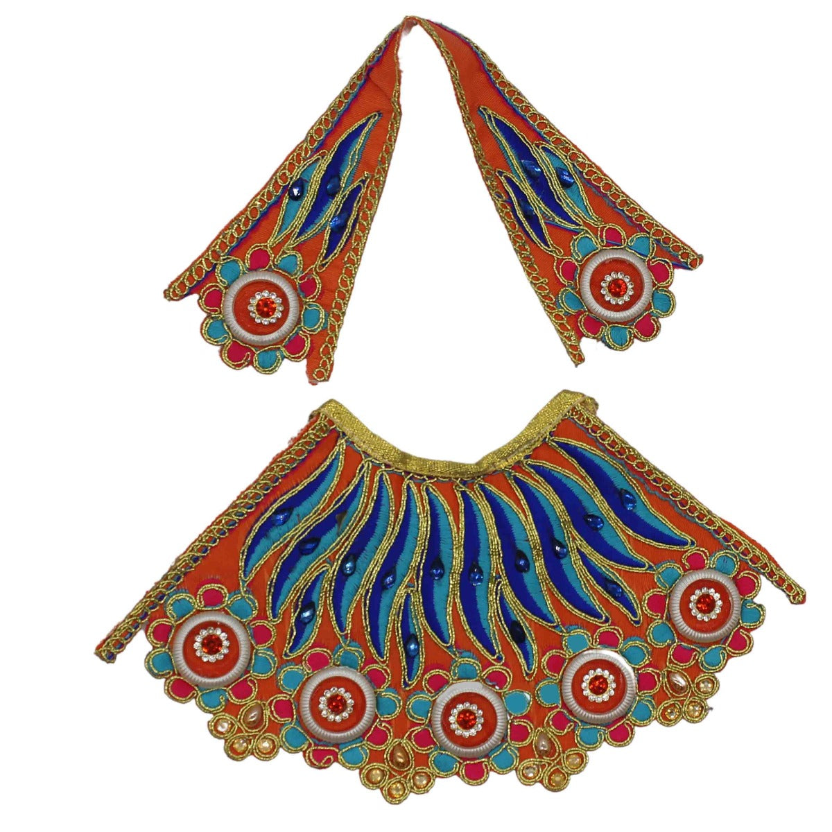 Beautiful Stone Printed Orange Dress For Mata Rani