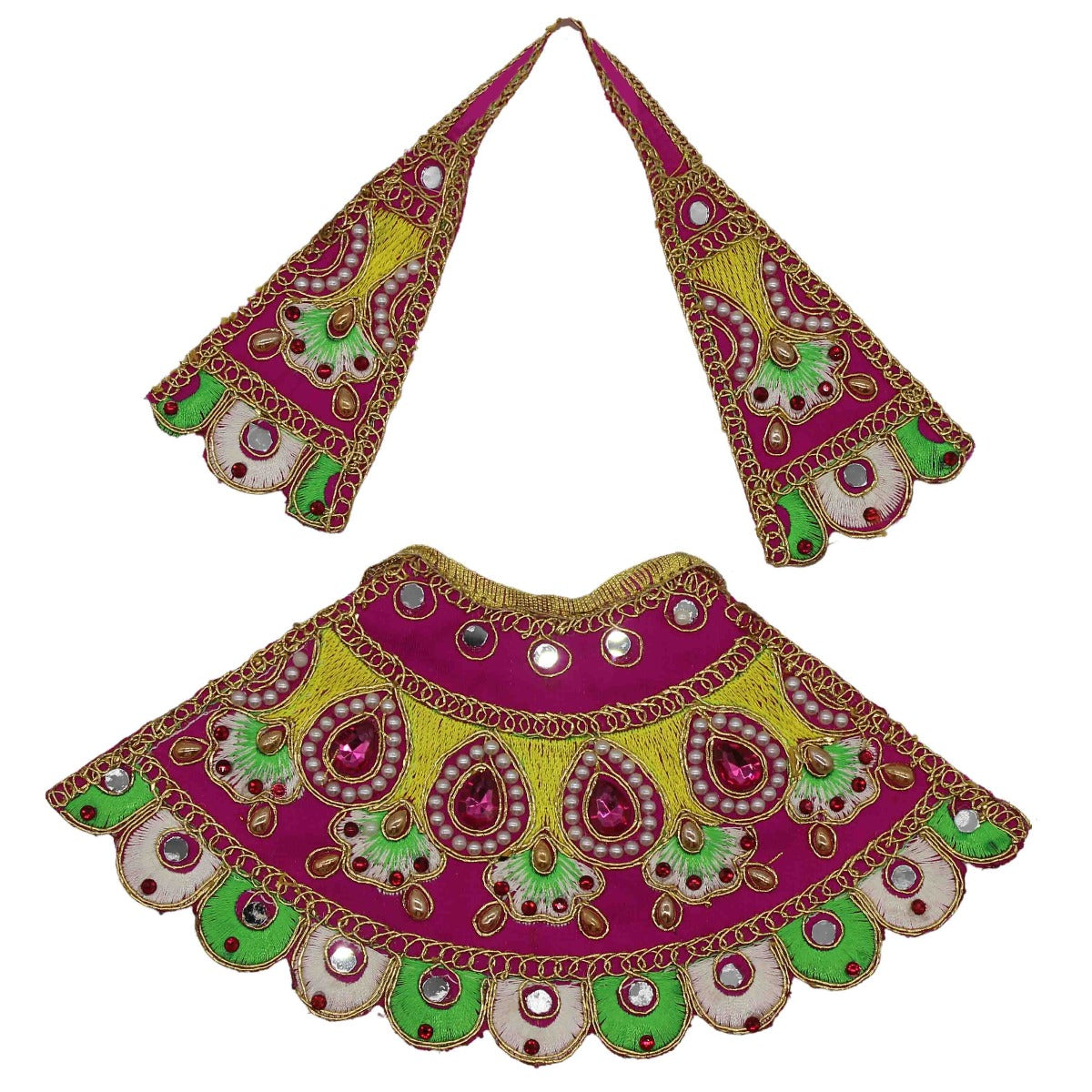 Beautiful Moti Decorated Pink Dress For Mata Rani