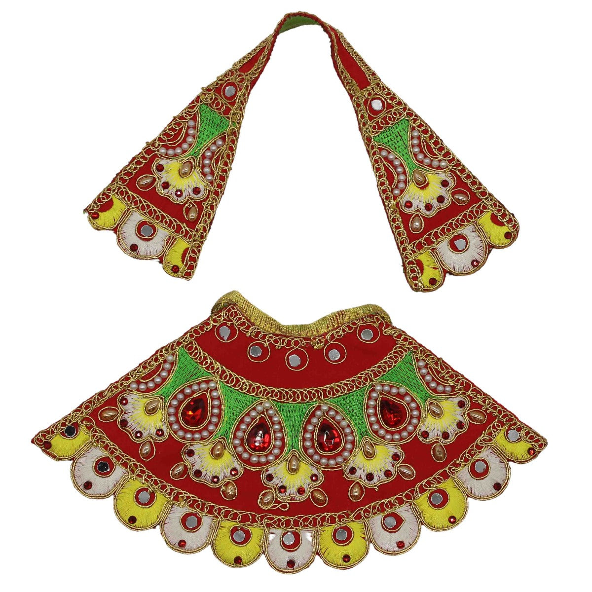 Beautiful Moti Decorated Red Dress For Mata Rani