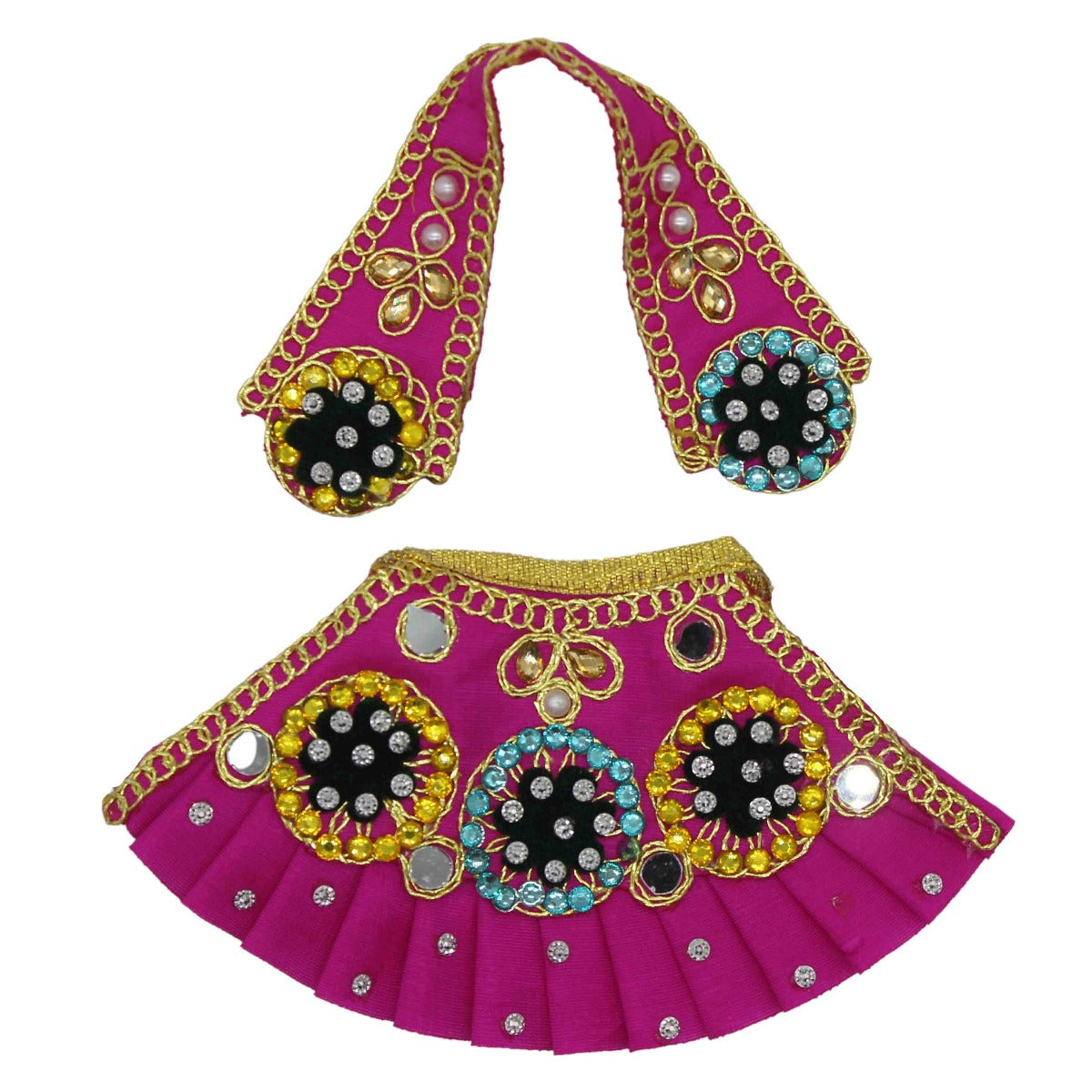 Beautiful Flower Decorated Pink Dress For Mata Rani Ji ( 3 Inch )