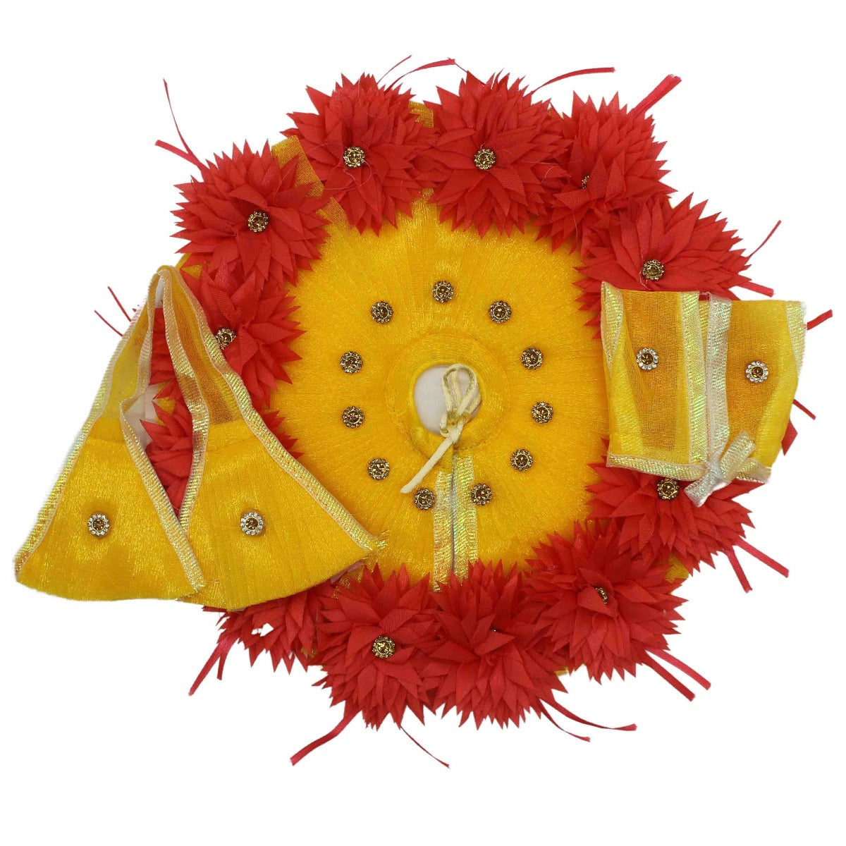 Artifical Flower Decorated Heavy Yellow Dress For Laddu Gopal
