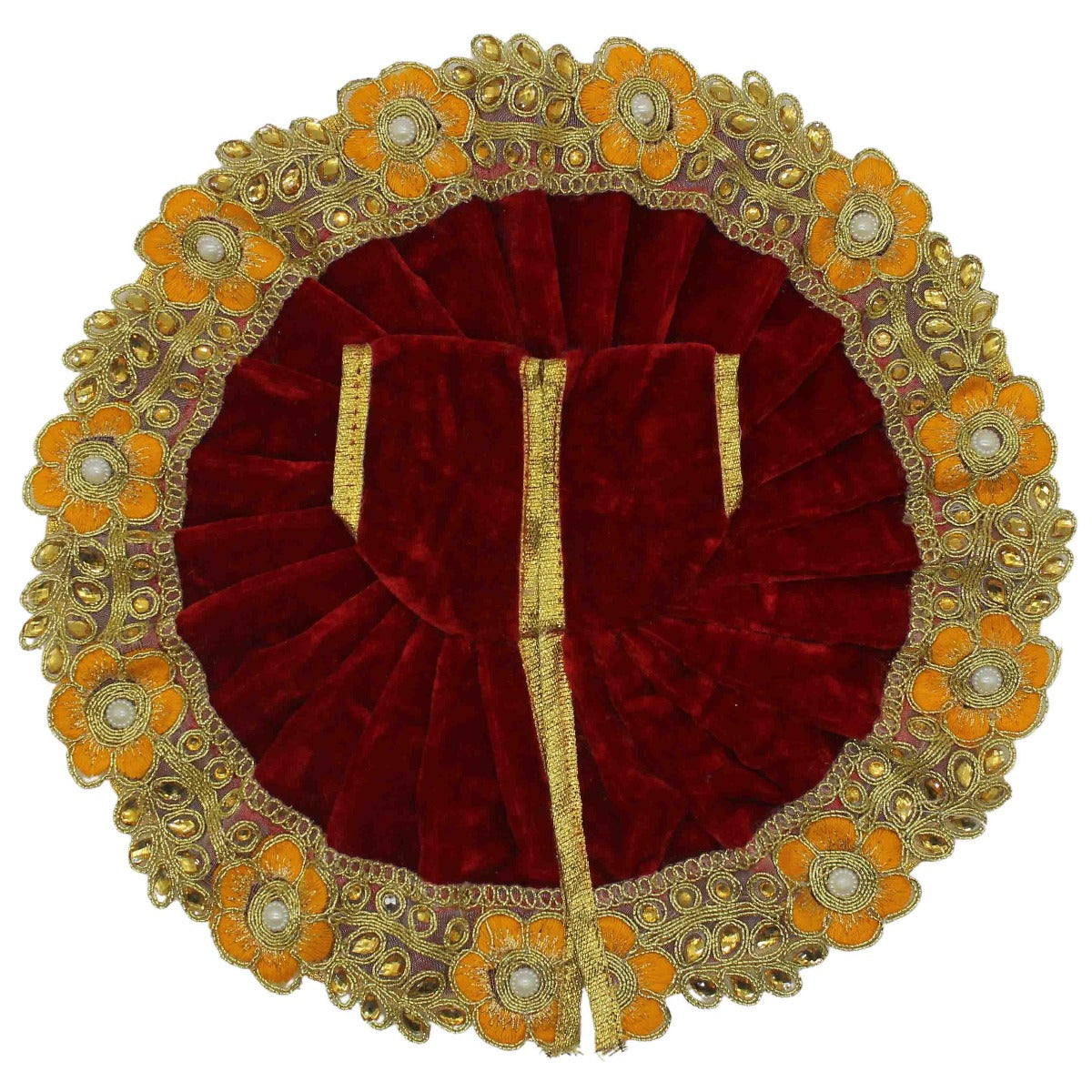 Lace Decorated Red velvet Dress For Thakur Ji